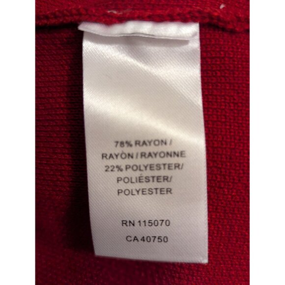 Red Bell Sleeve Knit Dress With Black Geometric Pattern By Nina Leonard  XL - Picture 7 of 8